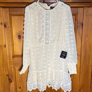 NWT Lulus Cream Boho Bohemian Flowy Dress